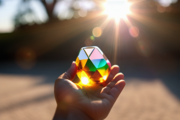 Person holding a crystal