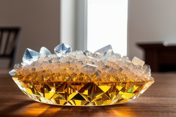 Crystal cluster on a wooden table