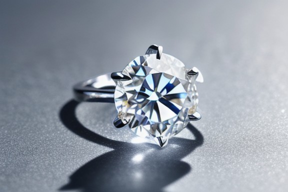 A close-up view of a sparkling diamond in a jewelry setting